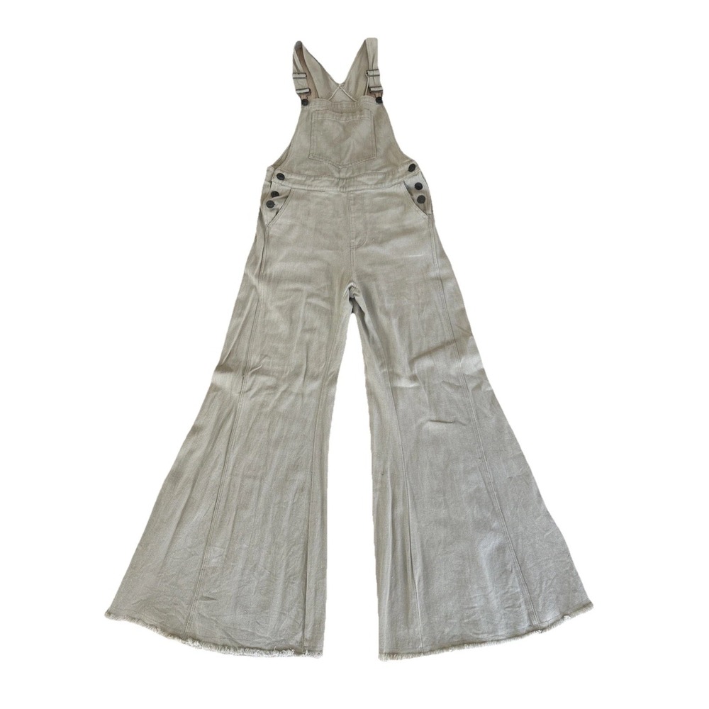 ee:some Bell Bottom Bib Overalls Wide leg size M Tan 31" inseam Boho 70s retro